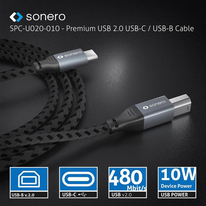 Immagine prodotto Sonero Cavo USB 2.0 USB C - USB B 1 m (1 m, USB 2.0)