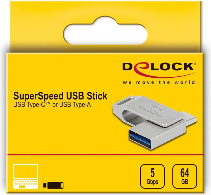Produktbild Delock USB Flash Laufwerk (64 GB, USB-C, USB 3.0, USB-A)