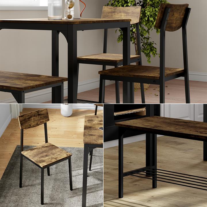 Image du produit Vichy Sitzbank und Stuhl Fyrk, Schwarz/Eiche rustikal, 85 x 46 cm 3 Teile (85 cm)