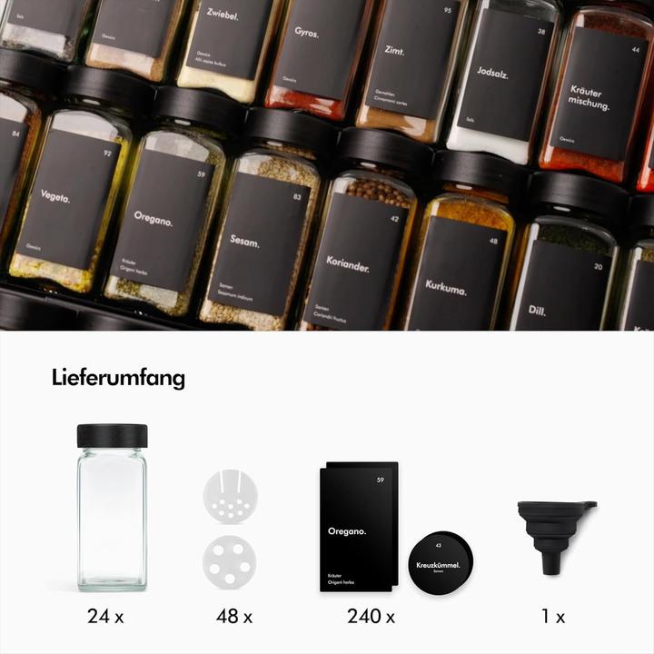 Image du produit Kivy 24x Gewürzgläser mit Streueinsatz und Etiketten (0.12 l)