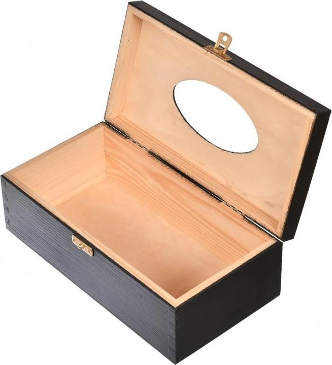 Immagine prodotto Holzecke Scatola porta fazzoletti in legno nero con incisione (25,5 x 13,5 x 9 cm)