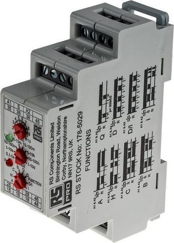 Image du produit Rs Pro Relais temporisé, rail DIN, 0.1 s  10jours, 12  240V ac/dc, 4 cont. multifonction, 4 pôles