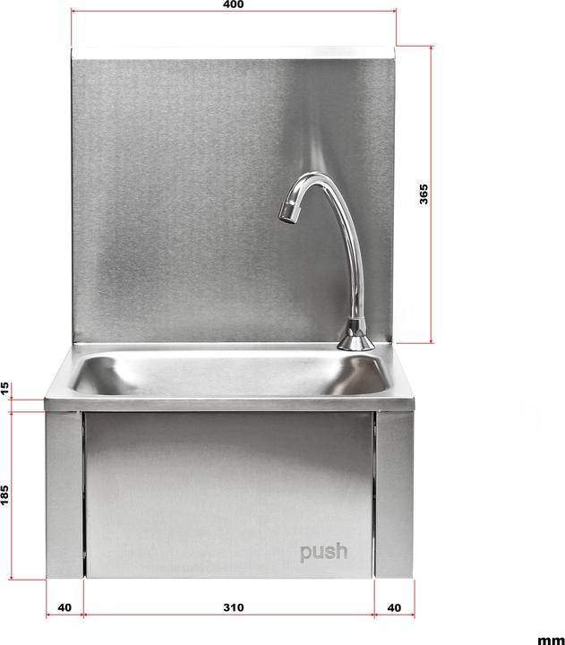 Produktbild XPOtool Gastro Waschbecken Edelstahl Handwaschbecken quadratisch Spülbecken (390 mm, 355 mm)