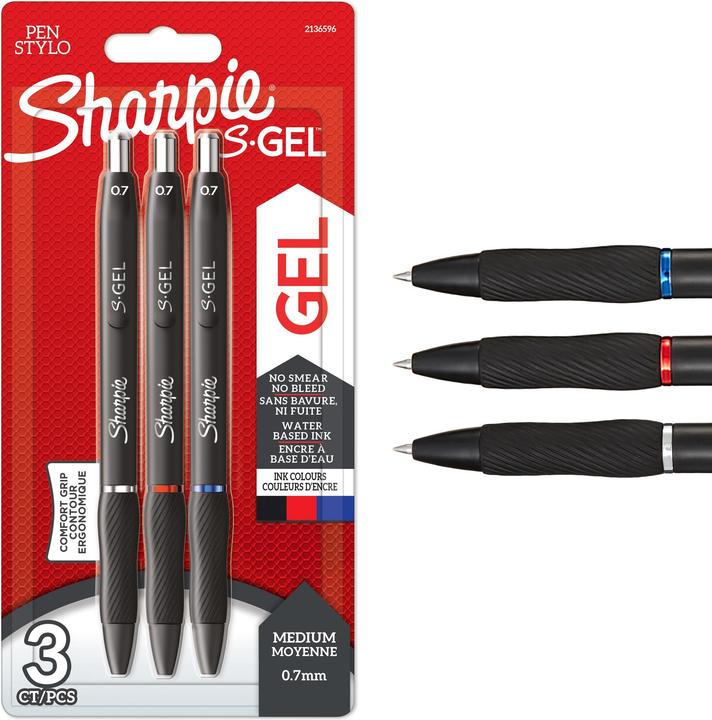 Produktbild Sharpie Gelschreiber 0.7 mm, 3 Stück (Schwarz, Blau, Rot, 3 x)