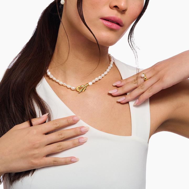 Produktbild Thomas Sabo Perlenkette Natural Beauty vergoldet (Sterling Silber 925, Süsswasserzuchtperle)
