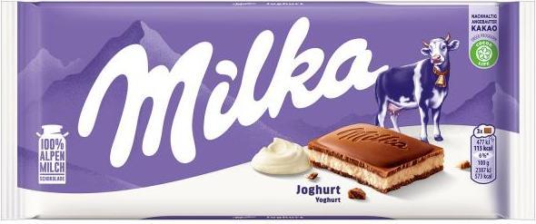 Actual product image Milka Chocolate Bar Milk With Yoghurt Cream 100Gr (110 g)