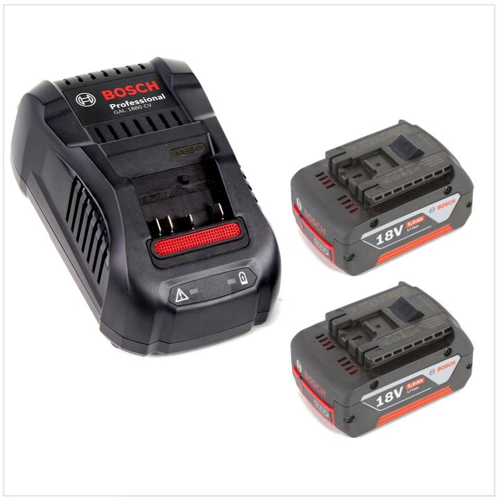 Productafbeelding Bosch Professional Bosch GBL 18 V-120 accu bladblazer + 2x accu 18V 5.0 Ah + 1x lader GAL 1880 CV (Oplaadbare batterij, Werkplaatsblazer)
