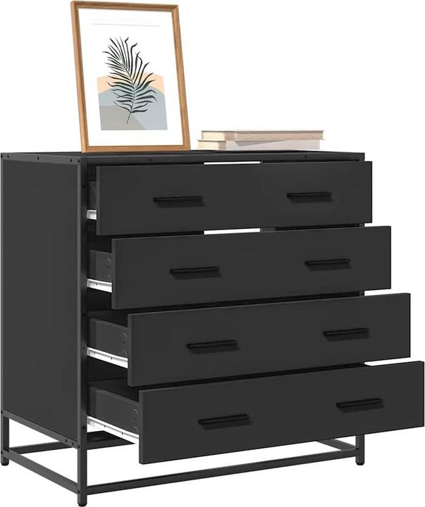 Immagine prodotto VidaXL Cassettiera nera 70x41x70 cm Cassettiera in legno (70 x 41 x 70 cm)