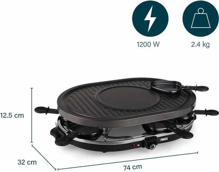 Actual product image Princess 162700 Raclette 8 Oval Grill Party