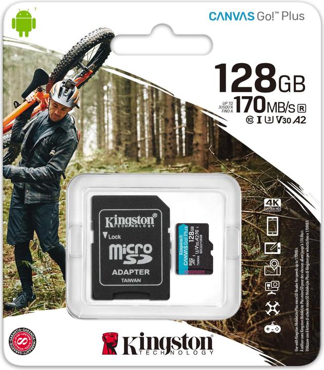 Produktbild Kingston Canvas Go! Plus microSD (128 GB, microSDXC, U3, UHS-I)