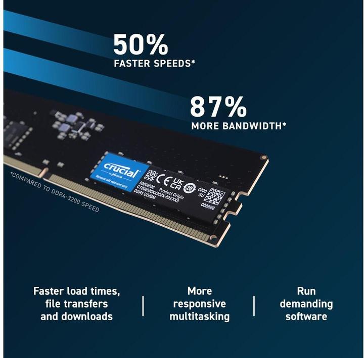 Produktbild Crucial Desktop Memory (1 x 16GB, 5600 MHz, DDR5-RAM, DIMM)