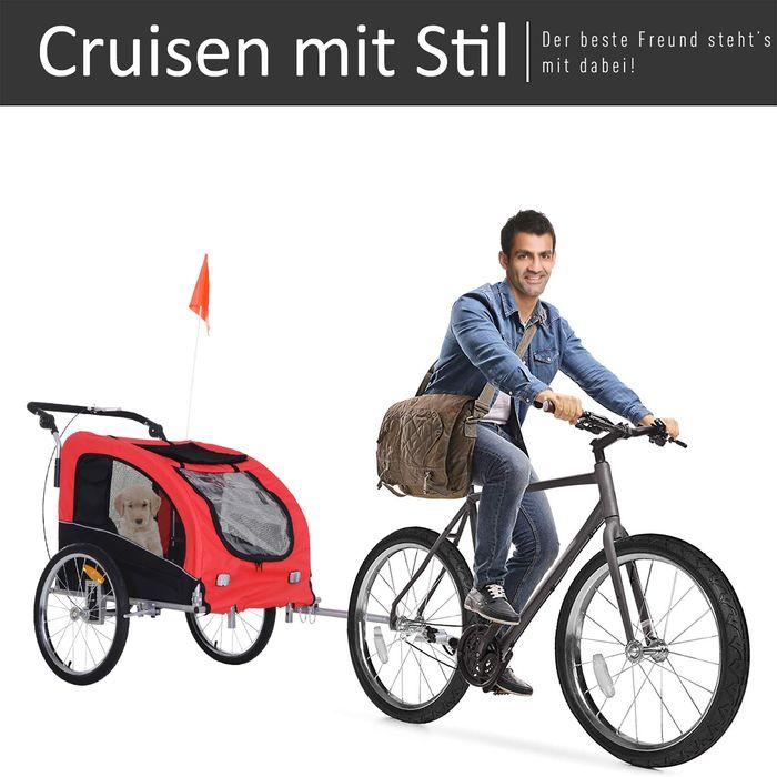 Actual product image Swisshandel24 Dog trailer jogger bike trailer dogs dog bike trailer red+black 155 x 83 x 108 cm