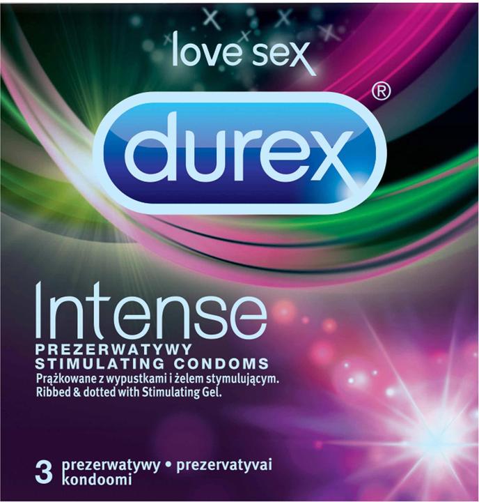 Durex Preservativi a costine intensi con linguette e gel stimolante 3 pezzi (3 pz.)