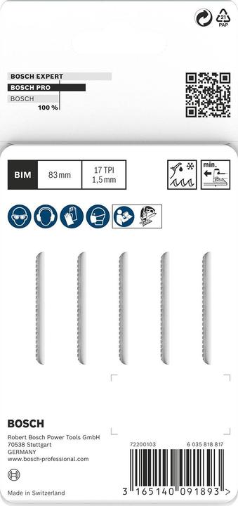 Actual product image Bosch Professional Zubehör PRO Metal curve T118EOF jigsaw blade, 83 mm, 5 pcs.