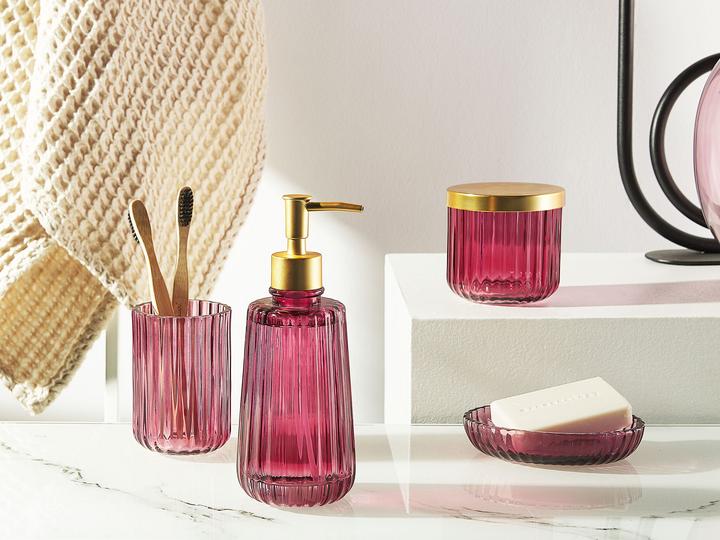 Produktbild Beliani Badezimmer Set 4-teilig Glas pink CARDENA