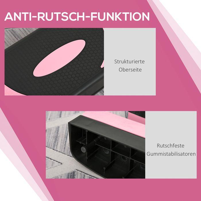 Produktbild Swisshandel24 Aerobik-Stepper, höhenverstellbar, 80x31x10/15/20cm, bis 150 kg, Schwarz/Rosa/Grau