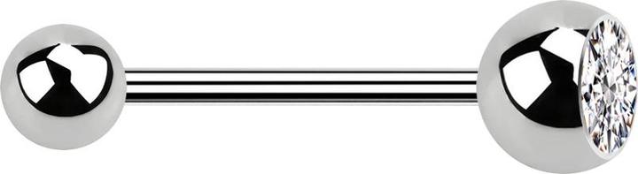 Image du produit Star Piercing Micro Barbell argent avec boule et boule de cristal argenté (Acier chirurgical 316L, sans laiton)