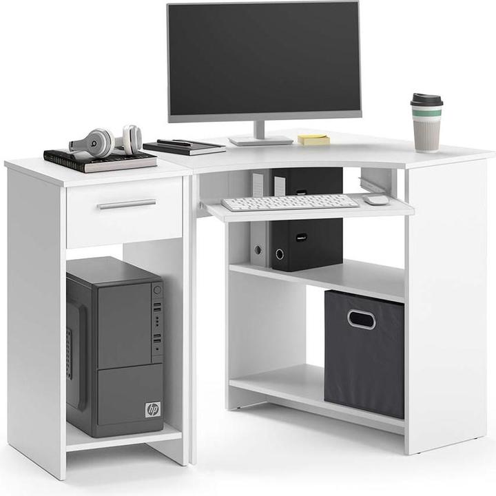 Immagine prodotto Vicco Scrivania angolare Odin, bianca, 83 x 76 cm Set con mobile porta PC