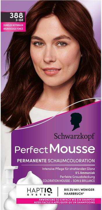 Actual product image Schwarzkopf Perfect Mousse 388 Dunkles Rotbraun (388 Dark reddish brown)