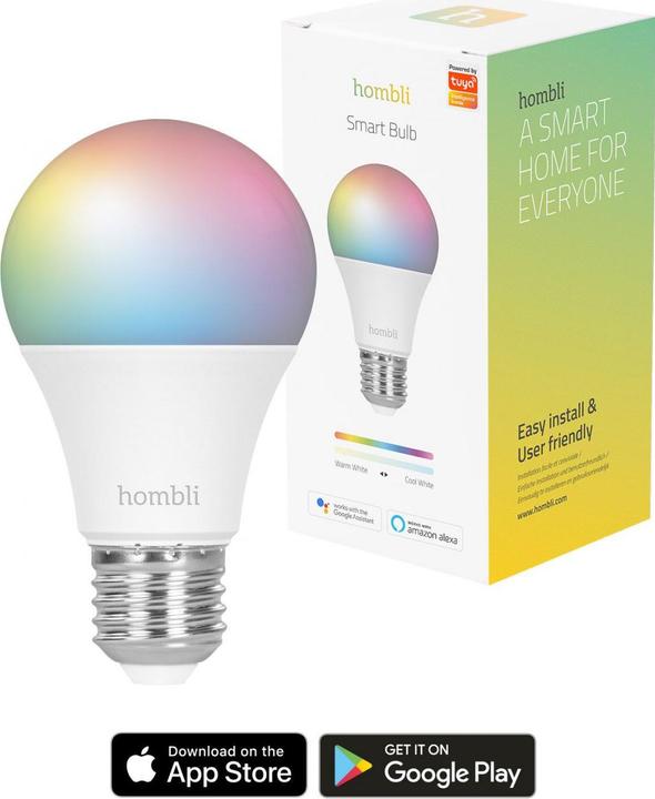 Actual product image Hombli Smart Bulb 9W RGB (2x) (E27, 9 W, 800 lm, 2 x, F)
