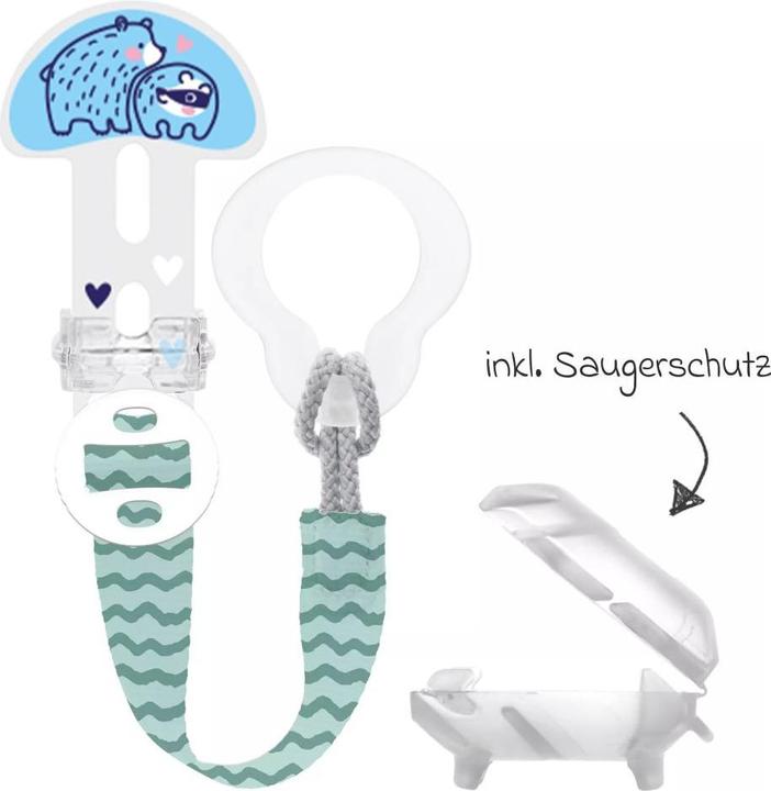 Produktbild MAM Schnullerketten Schnullerband Clip it! mit Cover - Bär (1 x, ab Geburt)