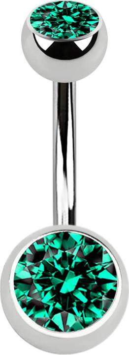 Actual product image Star Piercing Banana silver with two turquoise crystal balls (Surgical steel 316L)