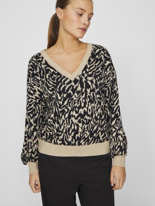 Actual product image Vila V-neck jacquard knitted jumper (L)