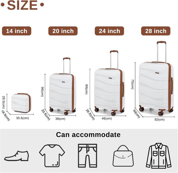 Produktbild Kono Hartschalenkoffer-Set mit Beautycase (4-teilig) (Handgepäck (bis 50l), M (50 - 90l), L (90 - 115l))