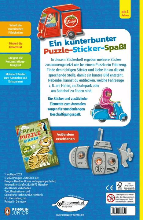 Produktbild Mein bunter Puzzle-Sticker-Spass - Fahrzeuge (16 Teile)