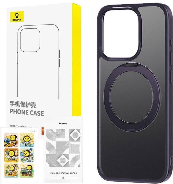 Actual product image Baseus Phone Case with Stand SkyRing 360° for iP 14 Pro +tempered-glass and cleaning kit (purple) (Apple iPhone 14 Pro)