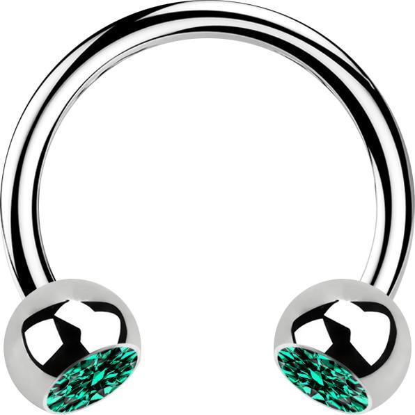 Star Piercing Micro Circular Barbell silber mit zwei Kugeln Kristall türkis (ohne Messing, Chirurgenstahl 316L)