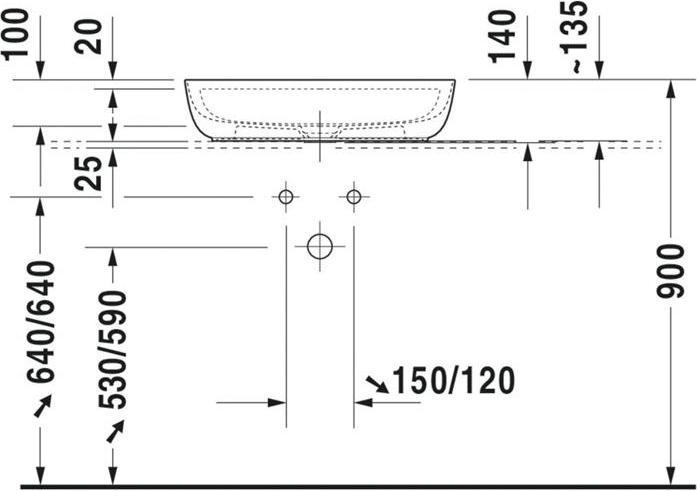 Actual product image Duravit Top basin LUV o ÜL m HLB 600x400mm 1 HL we sdm WG (400 mm, 600 mm)