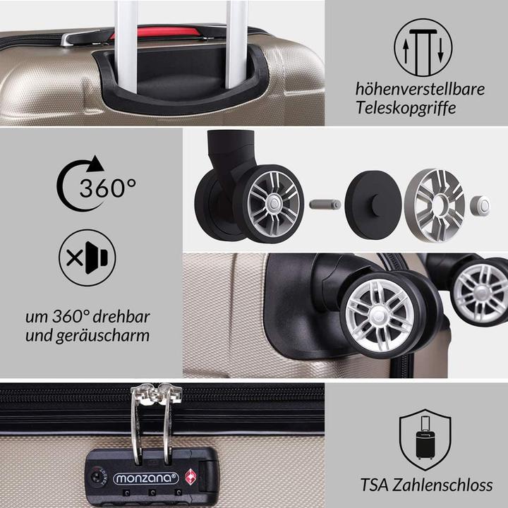 Immagine prodotto Monzana Set di 3 valigie (105 l, M (50 - 90l), L (90 - 115l), XL (da 115l))