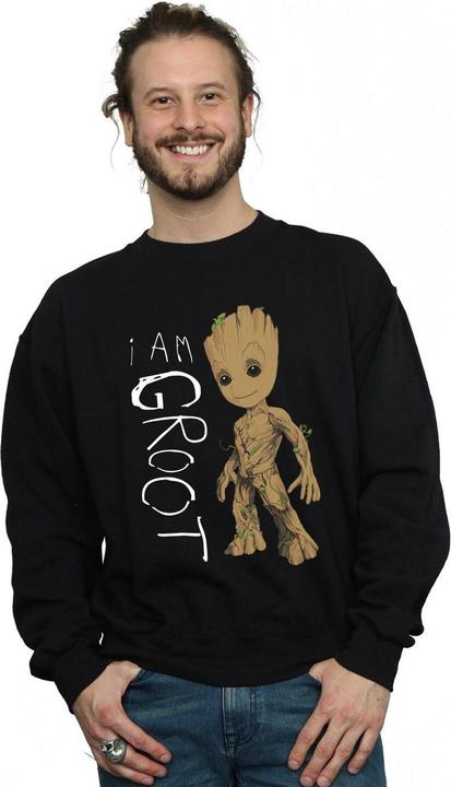 Actual product image Mens Guardians Of The Galaxy I Am Groot Scribbles Sweatshirt (S)