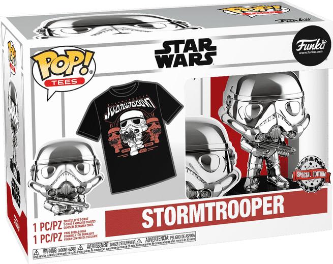 Actual product image Funko STAR WARS - Booble Head POP N° XXX -Stormtrooper "Chrome" +T-shirt (L)