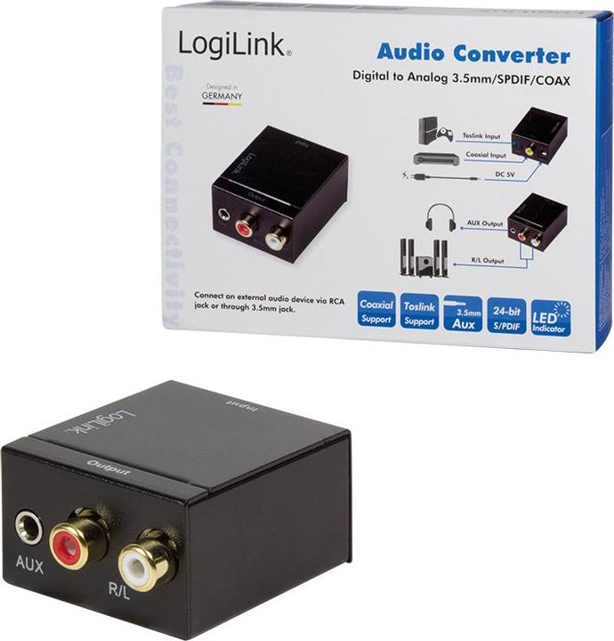 Produktbild LogiLink Koaxial und Toslink Adapter (Digital -> Analog)