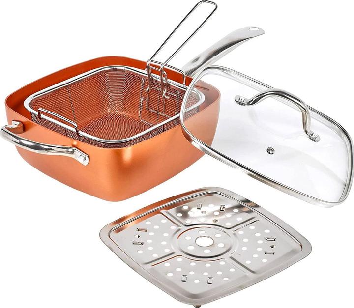 Actual product image InnovaGoods Braising pan with accessories - copper (Casserole + Stewpot, Ceramic, Aluminium)