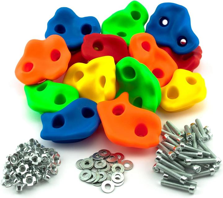 GO!elements Klettergriffe Kinder 15 Stueck (Orange, Rot, Blau, Grün, Gelb)