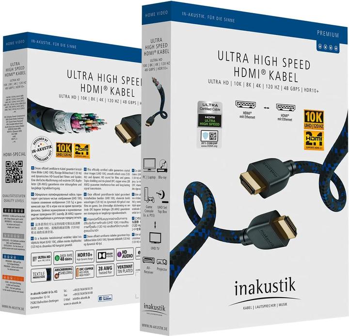 Nährwerte und Zutaten Inakustik Premium Ultra High Speed HDMI 5.0m schwarz (5 m, HDMI)