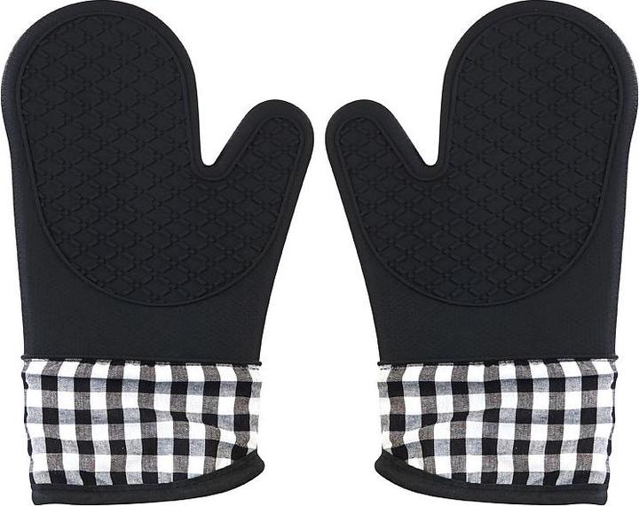 Image du produit Rosenstein & Söhne Lot de 4 gants de four et maniques en silicone (Rembourrage : 100 % polyester, 100 % coton avec surface de préhension en silicone)