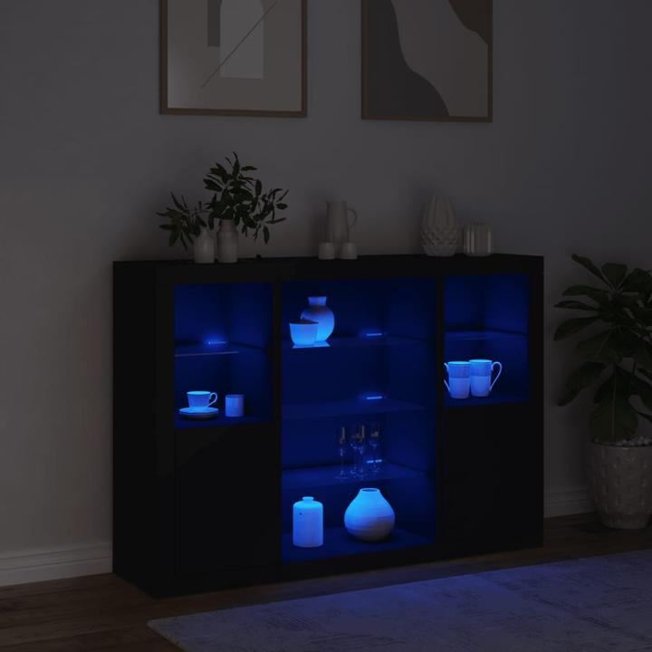 Image du produit VidaXL Sideboards avec lampes LED 3 pcs. noir (142.5 x 37 x 100 cm)