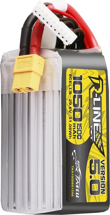 Image du produit Tattu Lipo R-Line Version 5.0 1050mAh 29.6V 8S 150C battery with XT60 connector (29.60 V, 1050 mAh)