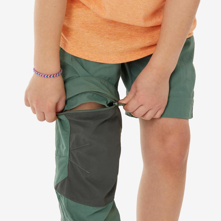 Actual product image Quechua Kids’ convertible hiking trousers, 2-6 years, MH500 - Green (92, 94, 96, 98, 102, 104, 106, 110, 116, 122, 100 A, 115 A, 120 B, 105 A, 95 A)