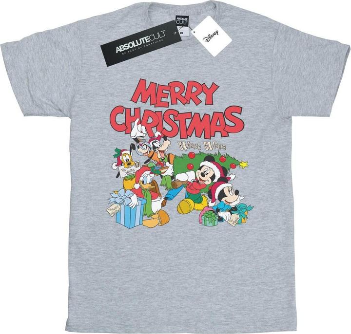 Actual product image Disney Womens/Ladies Mickey And Friends Winter Wishes Cotton Boyfriend T-Shirt (XXL)