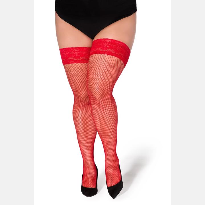 Actual product image Legg Story hold-up net stockings Christina red T9/10