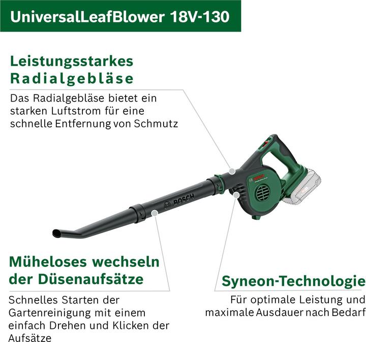 Produktbild Bosch Home & Garden UniversalLeafBlower 18V-130 (Akkubetrieb, Laubbläser)