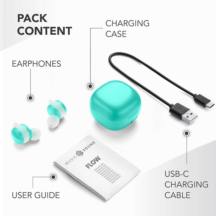 Immagine prodotto Cellularline Music Sound Flow Auricolare Wireless In-ear Musica e Chiamate Bluetooth Verde (Nessuna soppressione del rumore, 25 h, Senza fili)