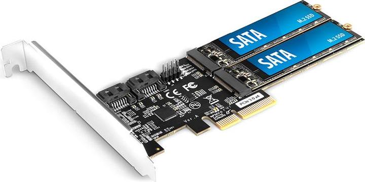 Image du produit Axagon PCES-SA4M2 Contrôleur PCIe 2x port interne SATA 6G + 2x port interne M.2 B-key SATA + LP