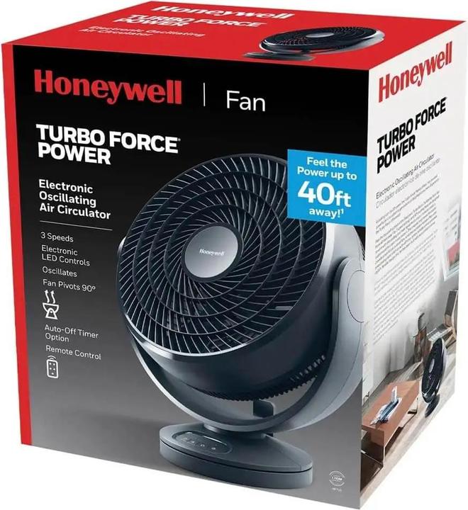 Actual product image Honeywell HF715BE4 Black Turbo Force Floor Fan with Oscillation (64 dB)