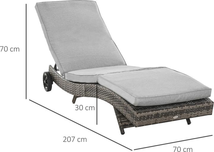 Immagine prodotto Outsunny Lettino da giardino con ruote (207 cm)